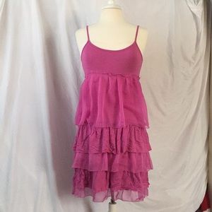 Kensie size S purple/ pink ruffle dress with mesh